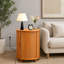 Table de bout cannelée ronde de 23,6 po avec station de charge et rangement pour porte coulissante-488845074-490842231