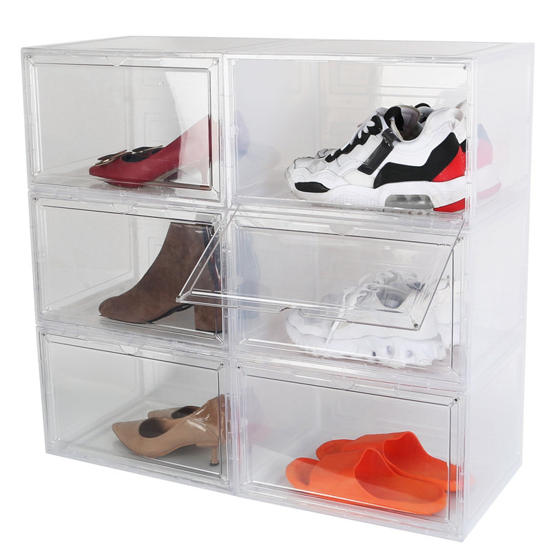 6 Pair Shoe Storage Box, White