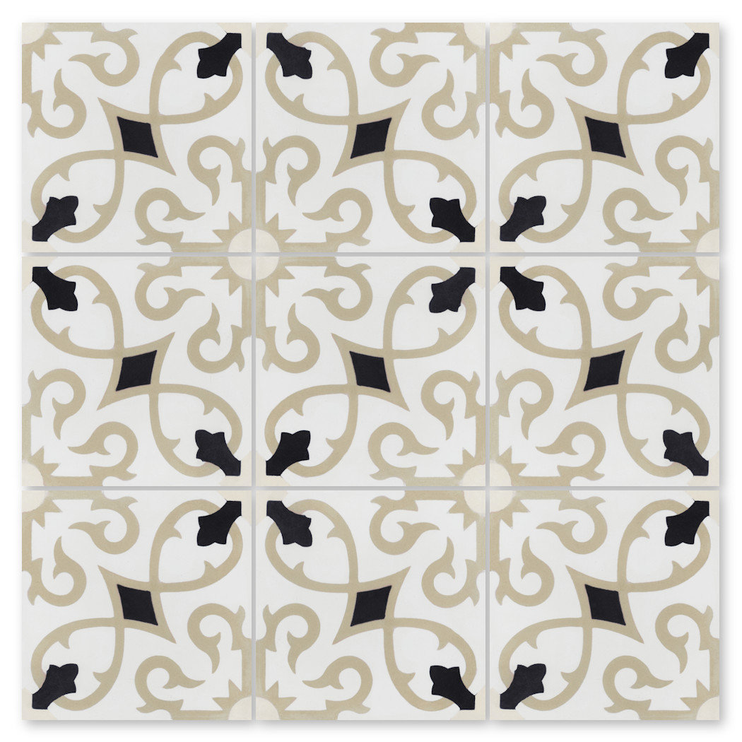 Charlotte Primero 8" x 8" Patterned Cement Wall & Floor Tile Villa Lagoon Tile