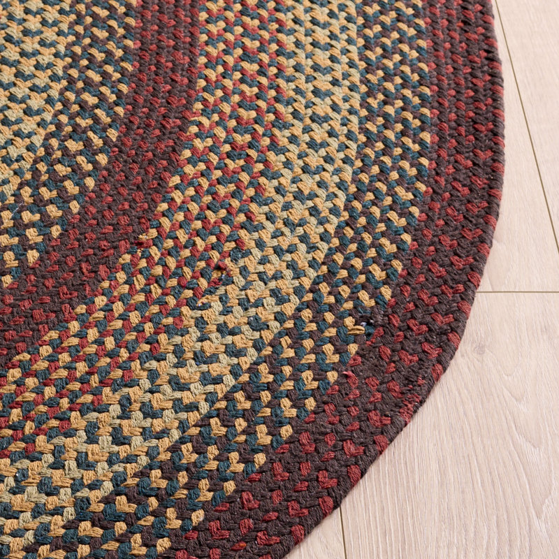 Halimat Flat Weave 0.92 Cotton 0.08 Others Geometric Rug, Oval 5' x 8'