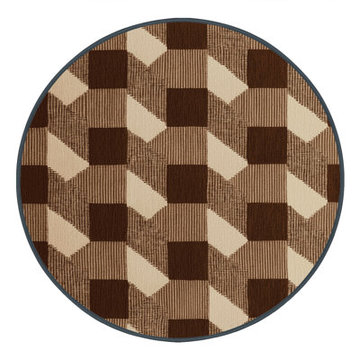 Machine Washable Checkered Brown Area Rug