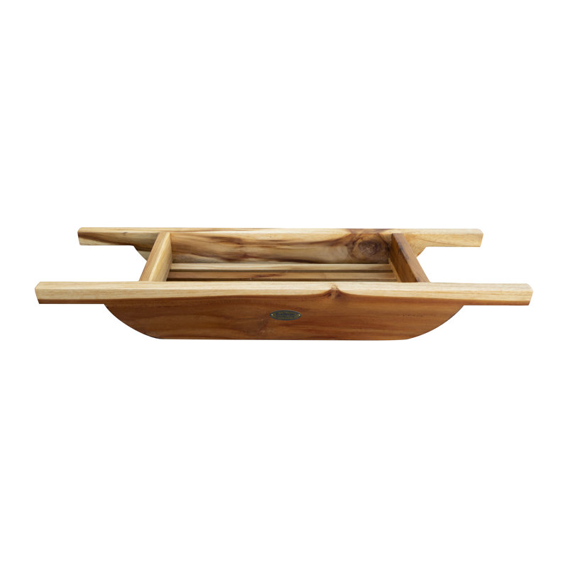EcoDecors 29" Teak Wood Bath Caddy in EarthyTeak Finish