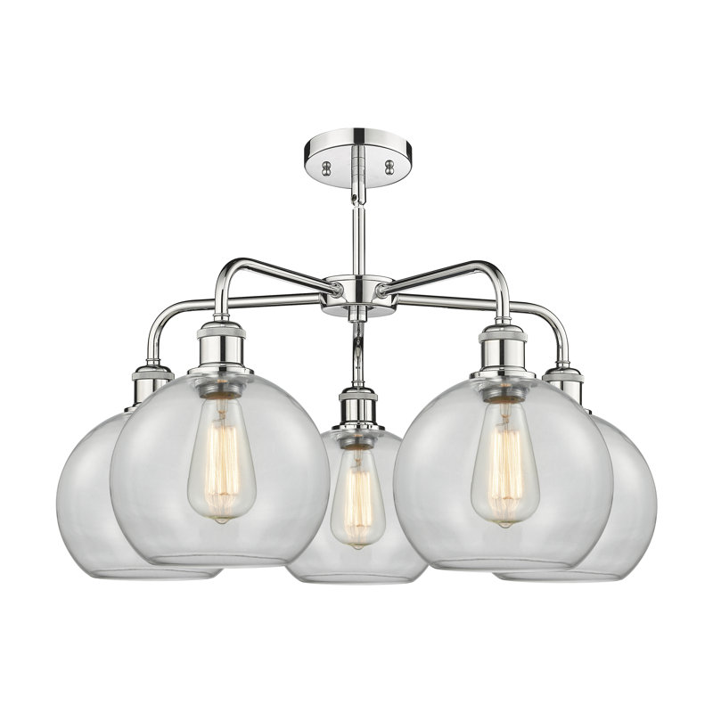 Lustre sphérique à 5 lumières Ellington, H 16 po x l 26 po x P 26 po, Transparent, Chrome poli