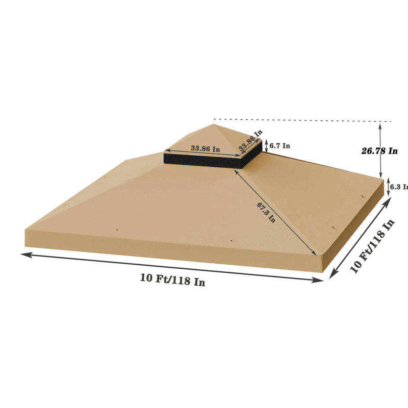 Auvent de remplacement pour abri de jardin pour terrasse 10 x 10 pi, Kaki