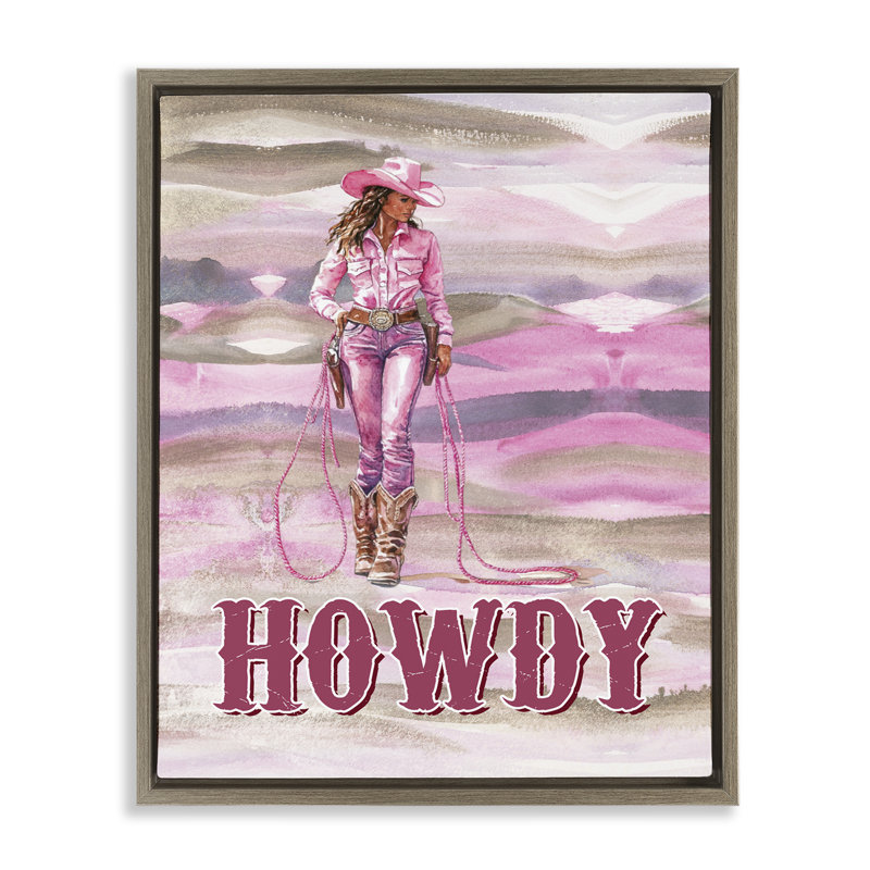  Pastel Howdy Cowgirl Canvas Wall Art by Lettered and Lined, H 21 po x l 17 po, Cadre flottant orme Montalcino