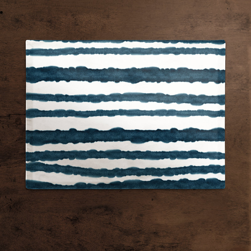 Poly Twill Striped Rectangle Placemat, Navy