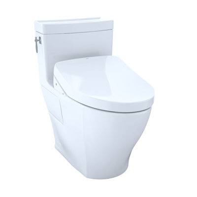 TOTO WASHLET®+ Aimes® One-Piece Elongated 1.28 GPF Toilet with Auto Flush S500e Bidet Seat, Cotton White