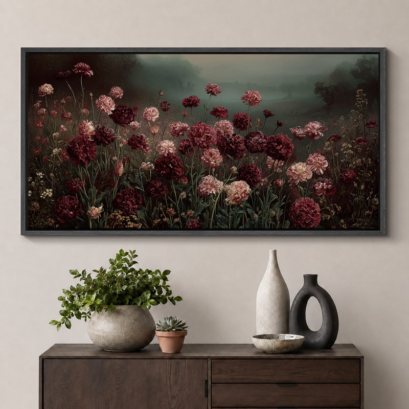 Impression sur toile encadrée très sombre Moody, Cadre flottant noir, H 30 po x l 60 po x P 1,5 po