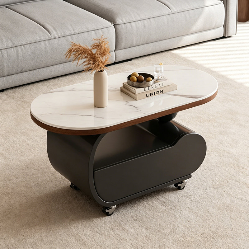 Table basse Minimalist, H 19,68 po x l 35,43 po x P 17,71 po, Gris clair / noir