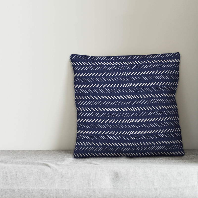 Chevron Throw Pillow, 20" x 20", Navy/White Geometric 1