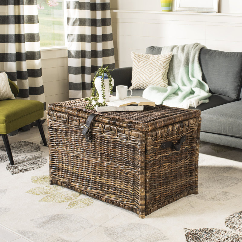 Caden Wicker Trunk, Brown, 26.6" H x 35.5" W x 22.4" D