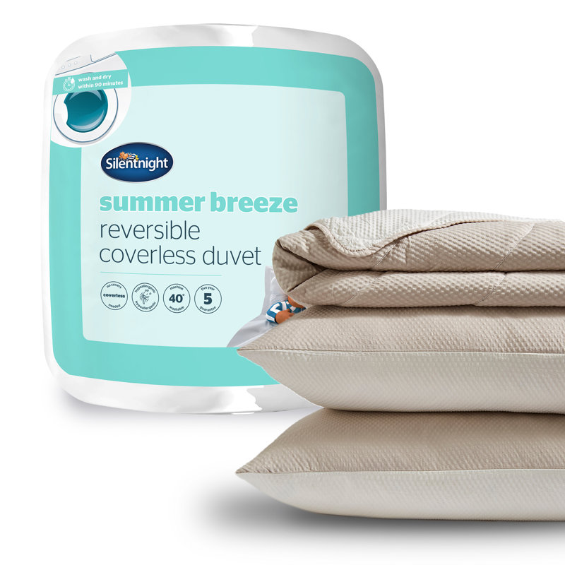 Silentnight Summer Breeze Duvet And Pillowcase Set, 2.5 Tog, Lightweight and Cool, King, Cream/Taupe