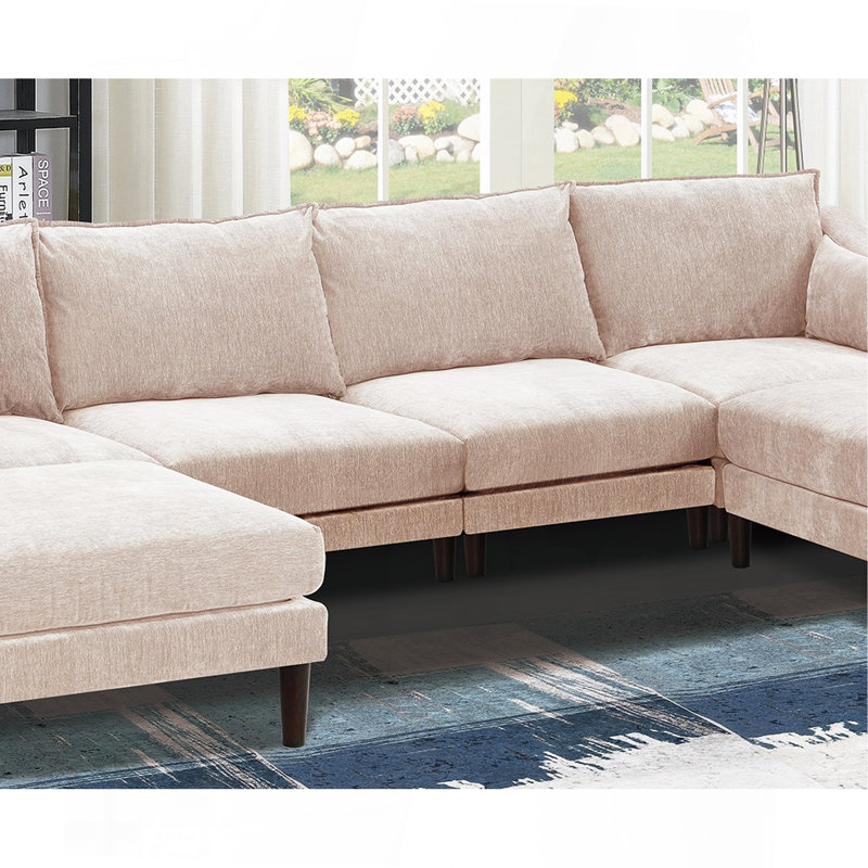 Moderne magnifique ensemble modulaire de 6 pièces modulaires avec accoudoirs et fauteuil avec repose-pieds et canapé en U