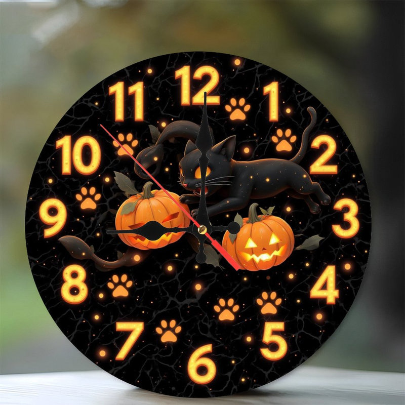 Horloge d'Halloween pour chat 