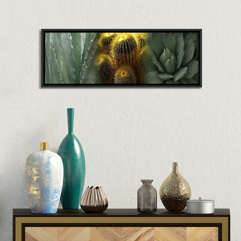 Cactus - reproduction de photo sur toile tendue, H 12 po x l 36 po x 1,5 po, Toile avec cadre noir
