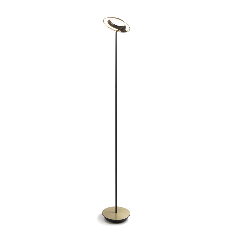 Lampe sur pied à DEL 46 po Royyo, Noir mat / laiton brossé