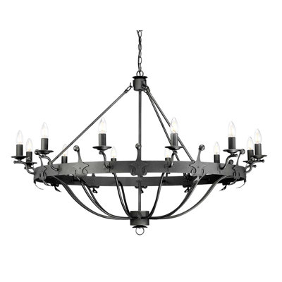 Augill 12 - Light Waggon Wheel Chandelier