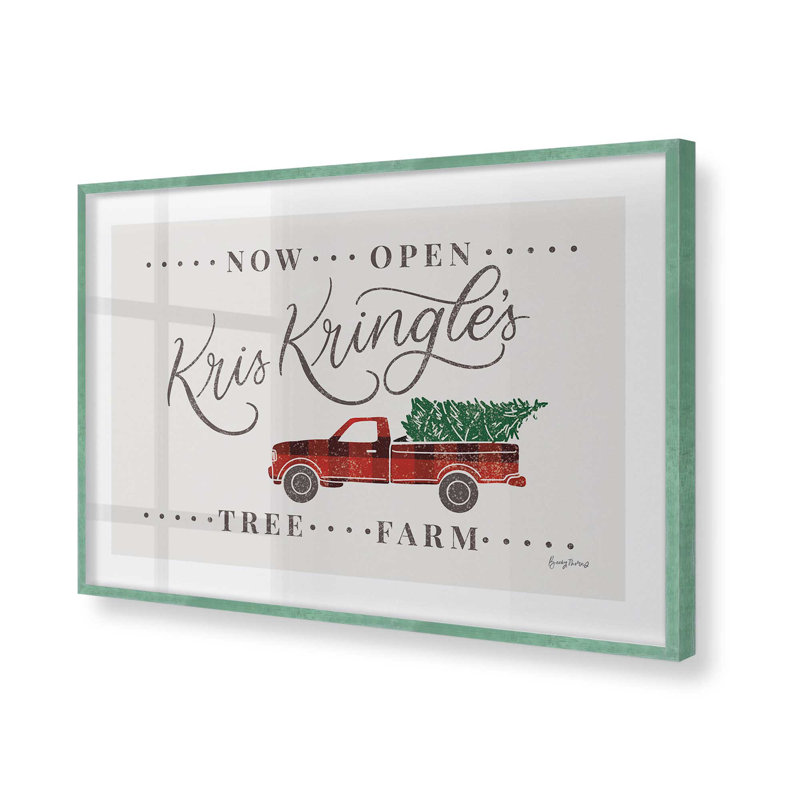 Kris Kringle's Tree Farm Print, H 17 po x l 21 po, Cadre citronnelle