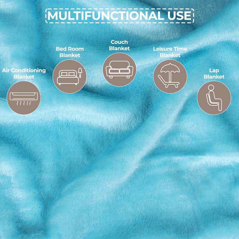 Winter Blue Fleece Plush Reversible Throw Blanket