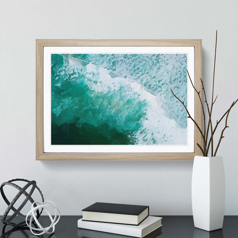Patterns of the Ocean in Brazil - Picture Frame Graphic Art Print, 27cm H x 36cm W x 2cm D, Oak Framed