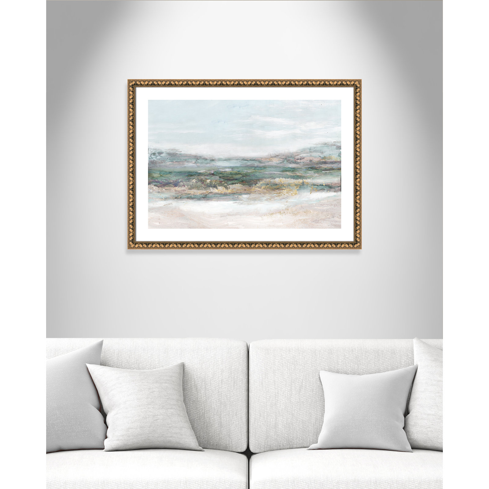 Dazzling by Matina Theodosiou - Painting Print on Canvas, White, Gold Bead Framed Paper, 25.5" H x 35.5" W x 1.125" D
