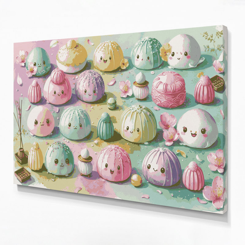 Desserts, art mural sur toile beige Mochi, H 11 po x l 14 po