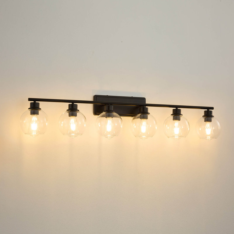 6 - Light Dimmable Bathroom Vanity Light, Matte Black