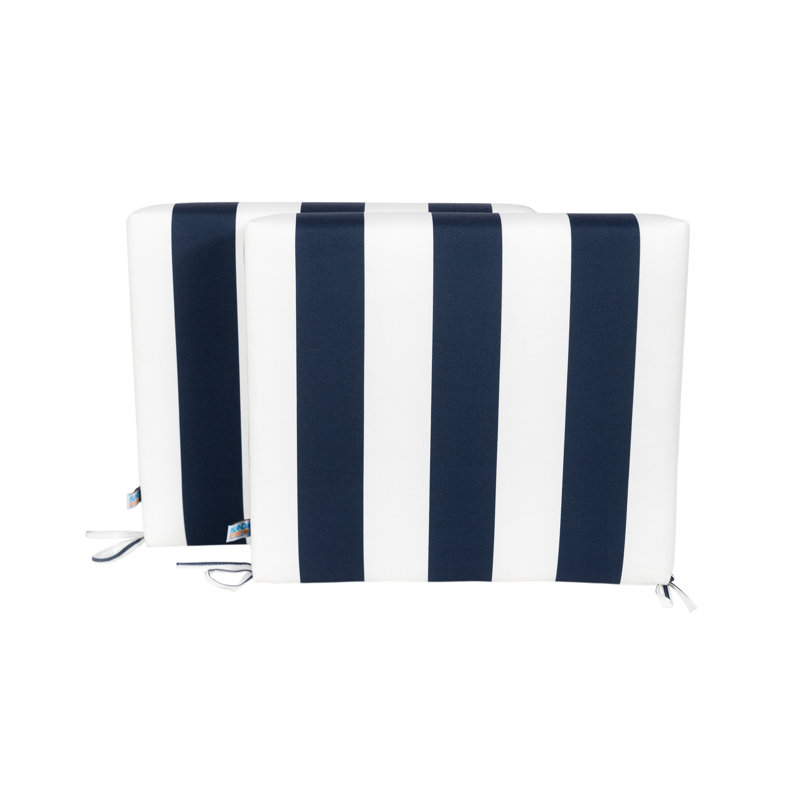 Outdoor 3'' Seat Cushion, Navy/White