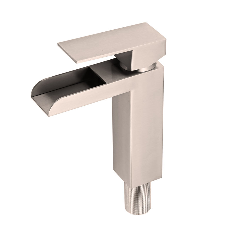 Robinet de lavabo de salle de bain à poignée simple 1 ou 3 trous avec plateforme, Nickel brossé