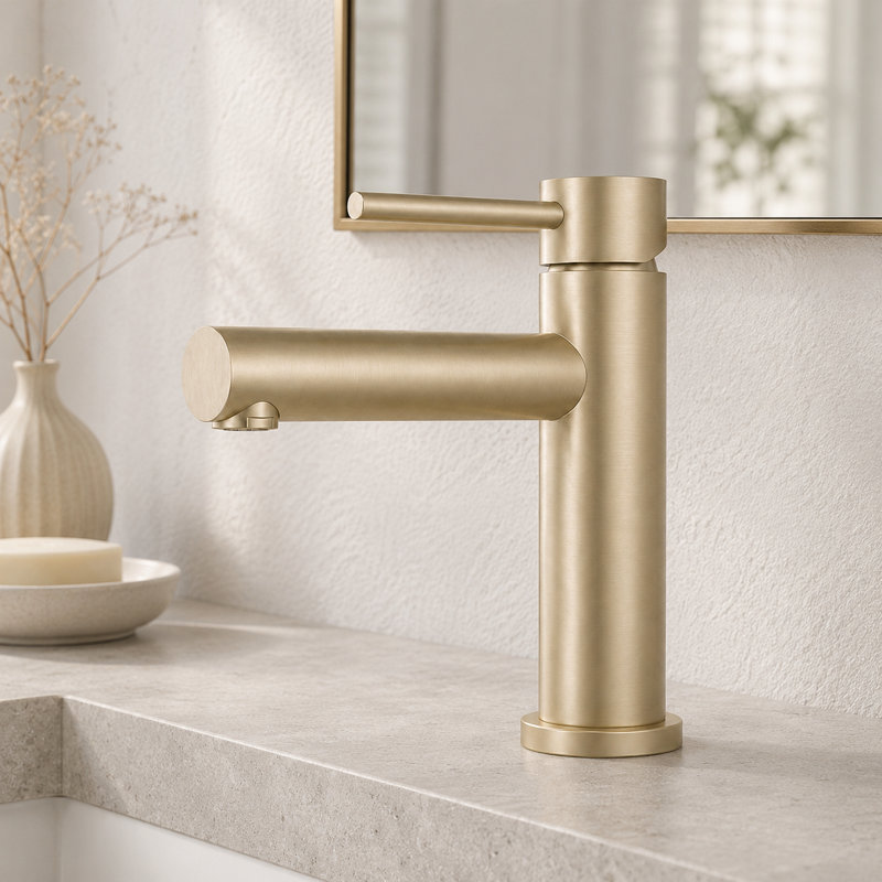 Single Hole Single Handle Bathroom Faucet, Brushed Gold