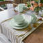  Service de table 16 pièces en porcelaine tressée verte gaufrée avec service léger et durable pour 4 personnes
