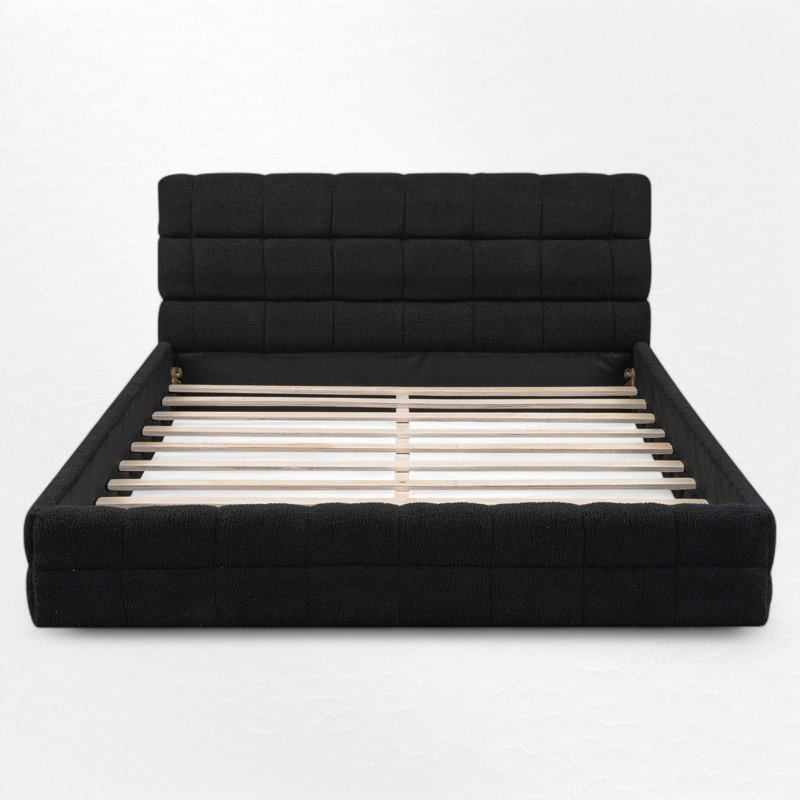Queen Size Upholstered Platform Bed, Black