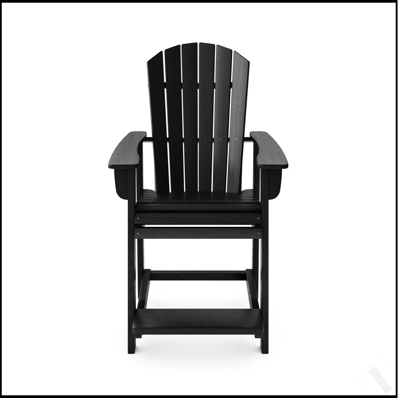 Adirondack Style Counter Chair – Durable HDPE Poly Lumber For Comfortable Outdoor Dining And Seating, Black