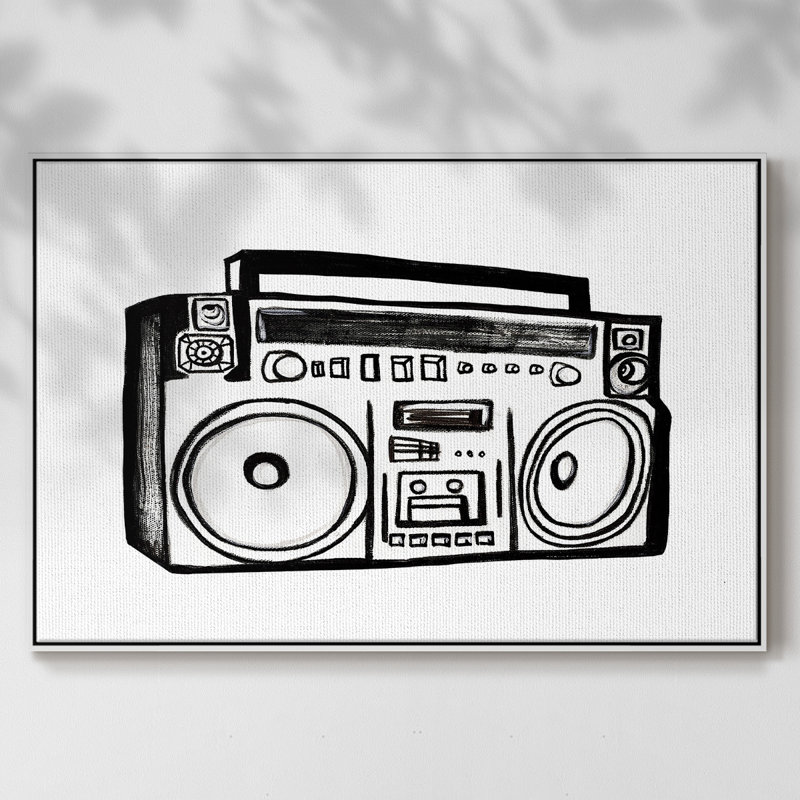 Toile tendue avec châssis Boombox, H 25 po x l 37 po x P 2 po, Cadre blanc