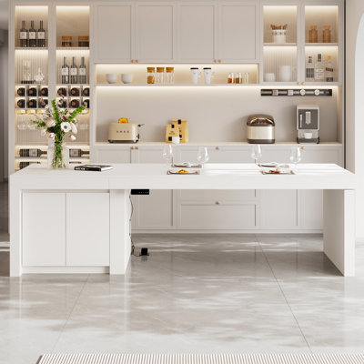 Height-Adjustable Kitchen Island With Dual Storage