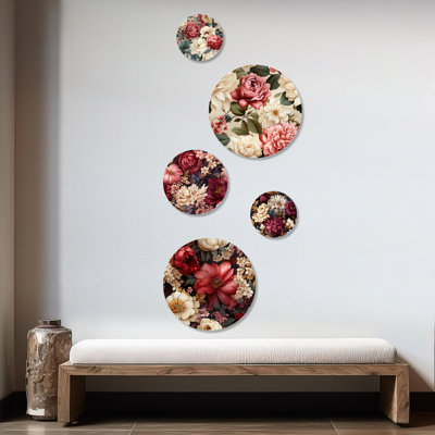 Jessup - Floral Floral Round Wall Art Set Of 5