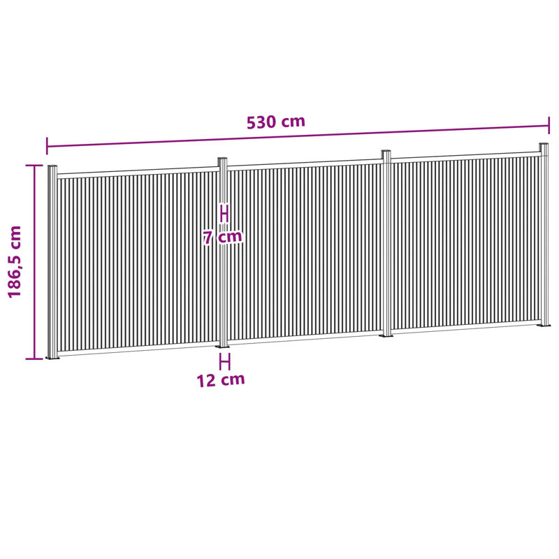 186.5 cm H Aluminium Fencing Kits Fencing, 186.5cm H x 530cm W, 4