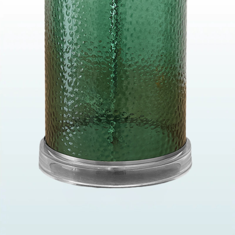 Saverio Standard Glass Table Lamp in Green and Linen Shade, 27.86'' H X 14.75'' W X 14.75'' D