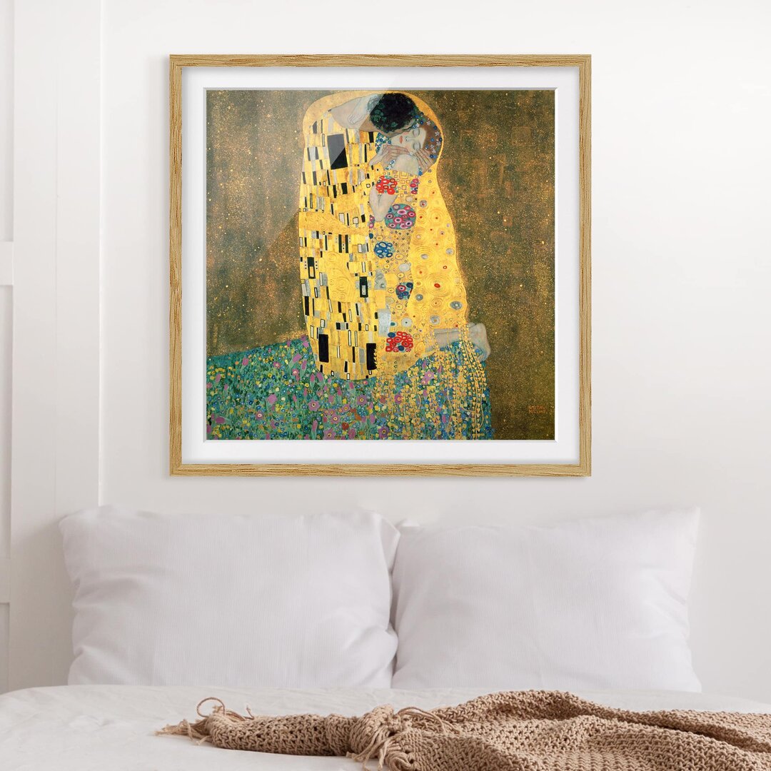 Gerahmtes Papierbild Der Kuß von Gustav Klimt