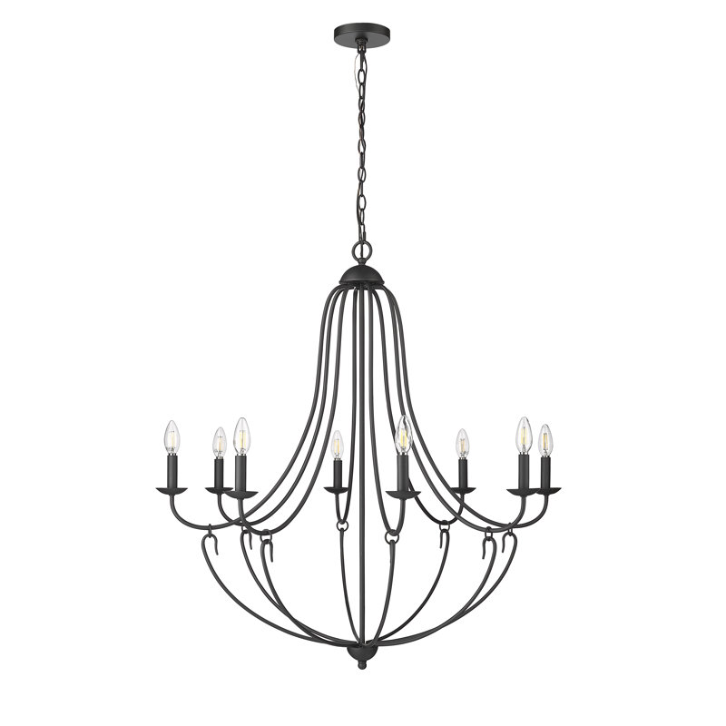 Lustre classique / traditionnel de 36 po de large Eisley, Noir mat