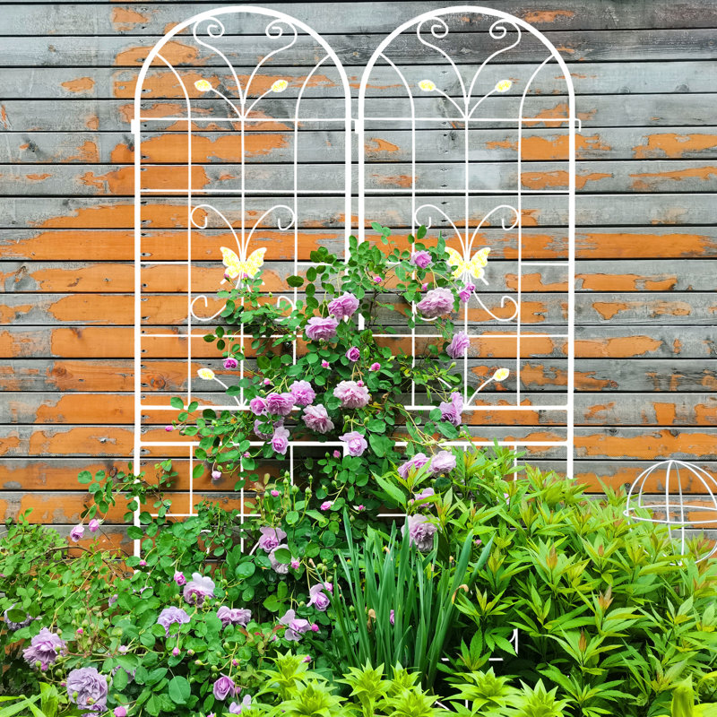 Ensemble de 2 porte-plantes en treillis de jardin en métal blanc crème 86,7 po x 19,7 po antirouille 86,7 po x 19,7 po, blanc