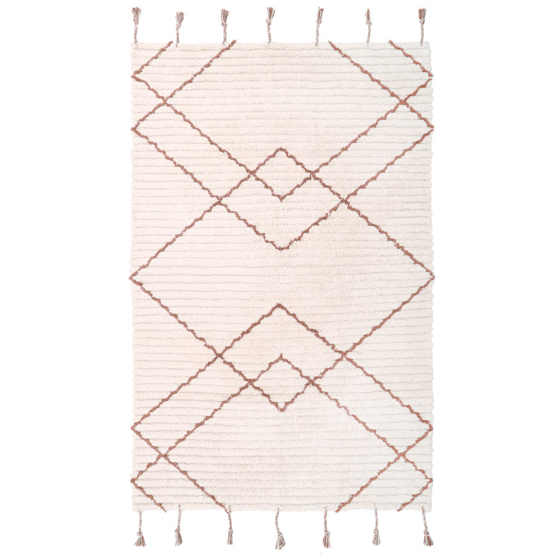 Oney Rectangle 100 cm x 150 cm Geometric Cotton Hand Woven Area Rug