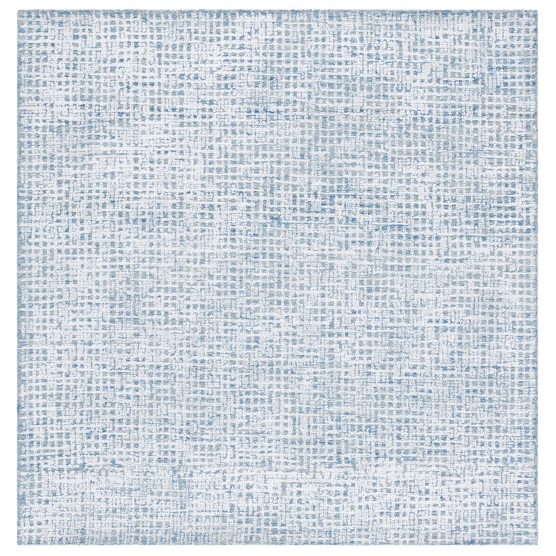 Leenhardt Hand Tufted Viscose Wool Cotton With Latex Rug in Blue/Ivory, Square 6'