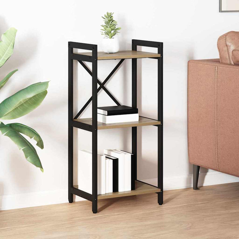 Steel Bookcase, Light Brown, (3 Shelves) 83cm H x 40cm W x 30cm D