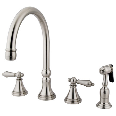 Robinet de cuisine 12 po à deux poignées avec accessoires, Nickel brossé