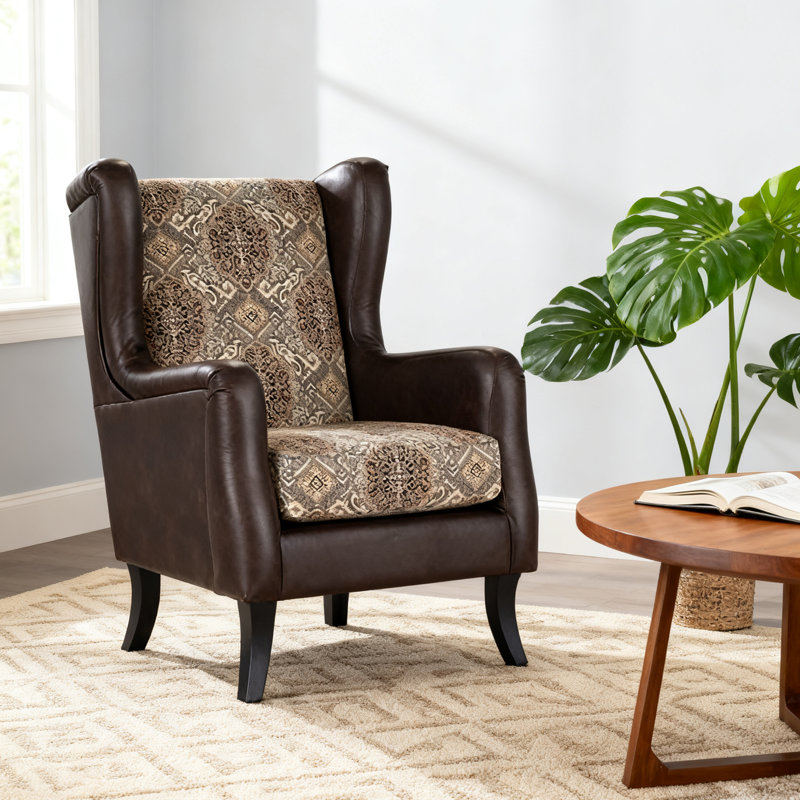 Fauteuil club moderne à oreilles brun