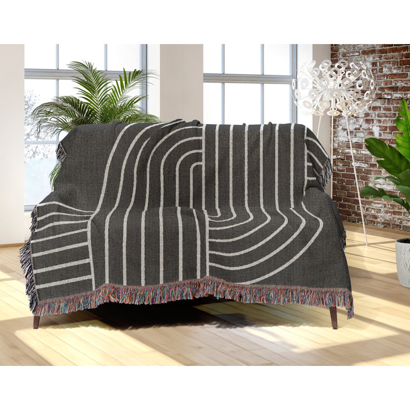 Jeté en mélange de coton Askii, Gris, L 60 po x l 50 po