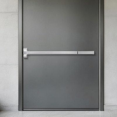 Push Bar Panic Exit Device, 41" Stainless Steel Commercial Panic Bar for Exit Doors, Emergency Exit Door Hardware with Exterior Lever Handle and 6 Keys, for 41"-61" Wood or Metal Door, Silver