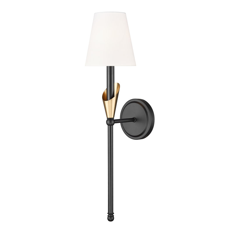 Claudelle Textured 1 Light Wall Sconce, Matte Black/Gold