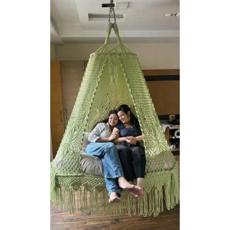 Lime Twist Sofa Swing With Back Rest And Cushion For Indoor Outdoor
